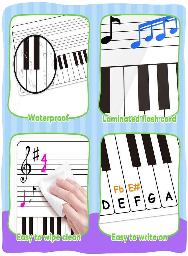 PraxiKidy 12 Pack Keyboard Practice Dry Erase Flash Card, 11”x14” Music Staff Sheets Chart Portable White Board for Music Teacher Supplies Wishlist Student Classroom Must Haves Piano Learning - Image 3