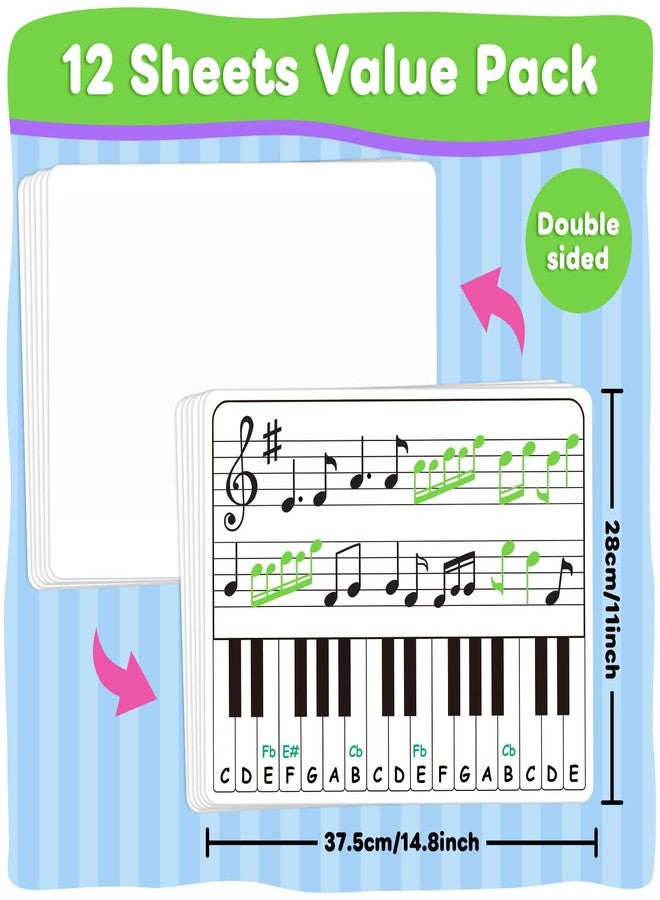 PraxiKidy 12 Pack Keyboard Practice Dry Erase Flash Card, 11”x14” Music Staff Sheets Chart Portable White Board for Music Teacher Supplies Wishlist Student Classroom Must Haves Piano Learning - Image 2