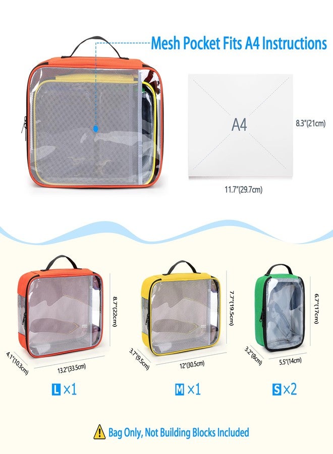 Rexmica 4-piece Toy Storage Organizer Bag, Travel Organizer Case for Building Blocks, Dolls, Crafts, Magnetic Building Tiles, Blocks Toy Storage Bag with Visible Top - Image 2
