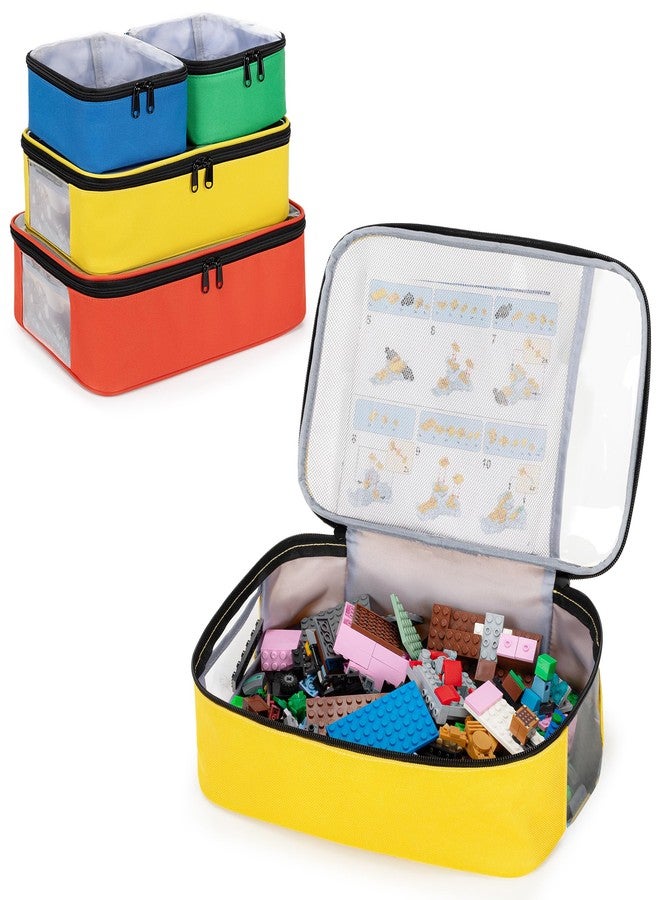 Rexmica 4-piece Toy Storage Organizer Bag, Travel Organizer Case for Building Blocks, Dolls, Crafts, Magnetic Building Tiles, Blocks Toy Storage Bag with Visible Top - Image 1