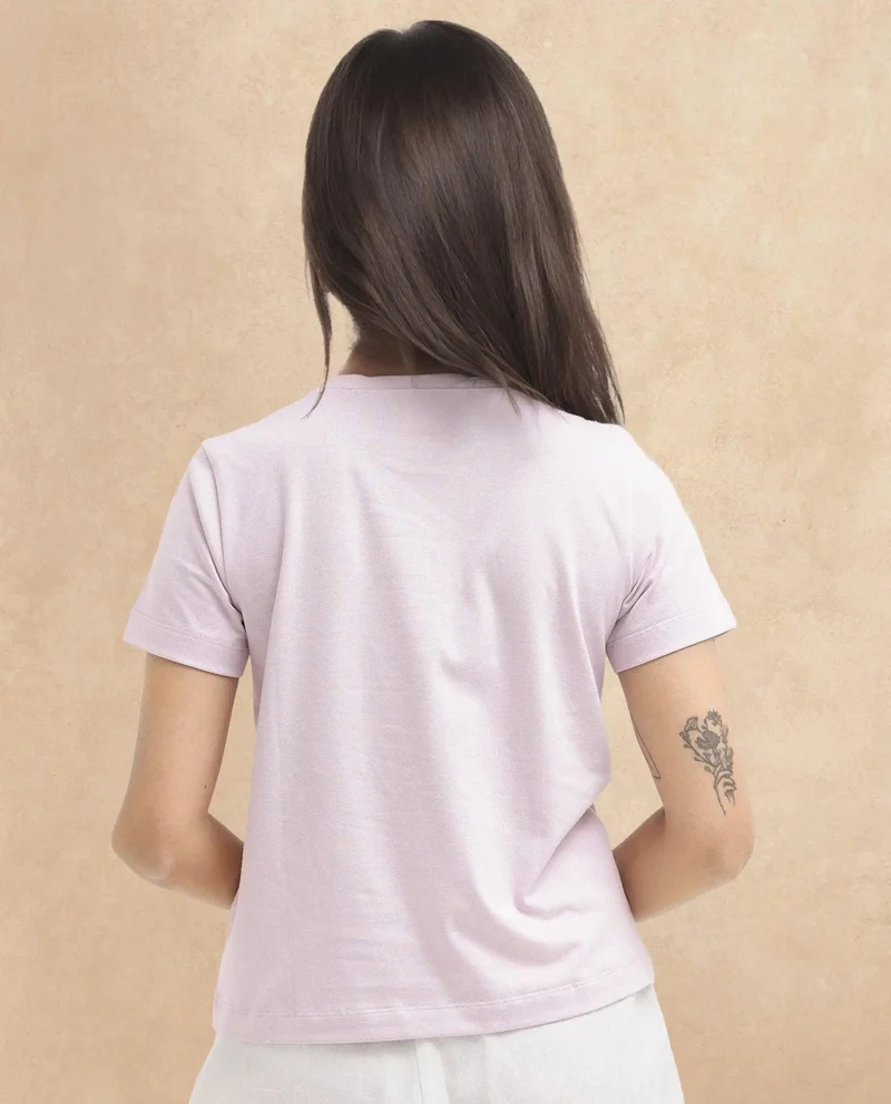 Rareism Women's Graphic Print Crew Neck T Shirt