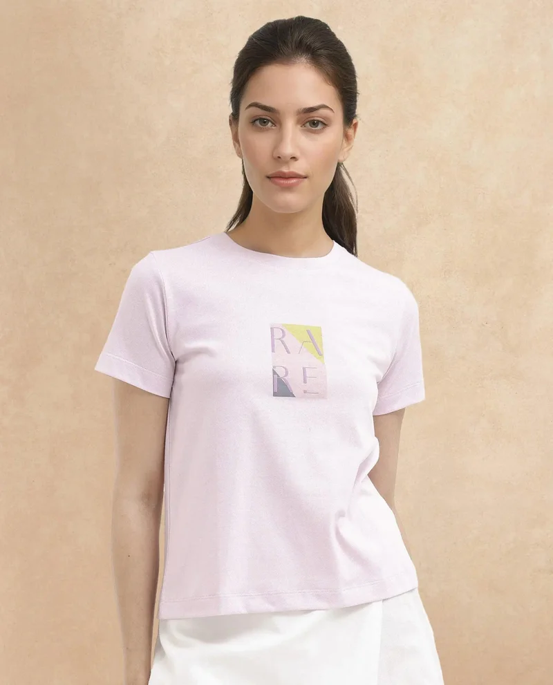 Rareism Women's Graphic Print Crew Neck T Shirt
