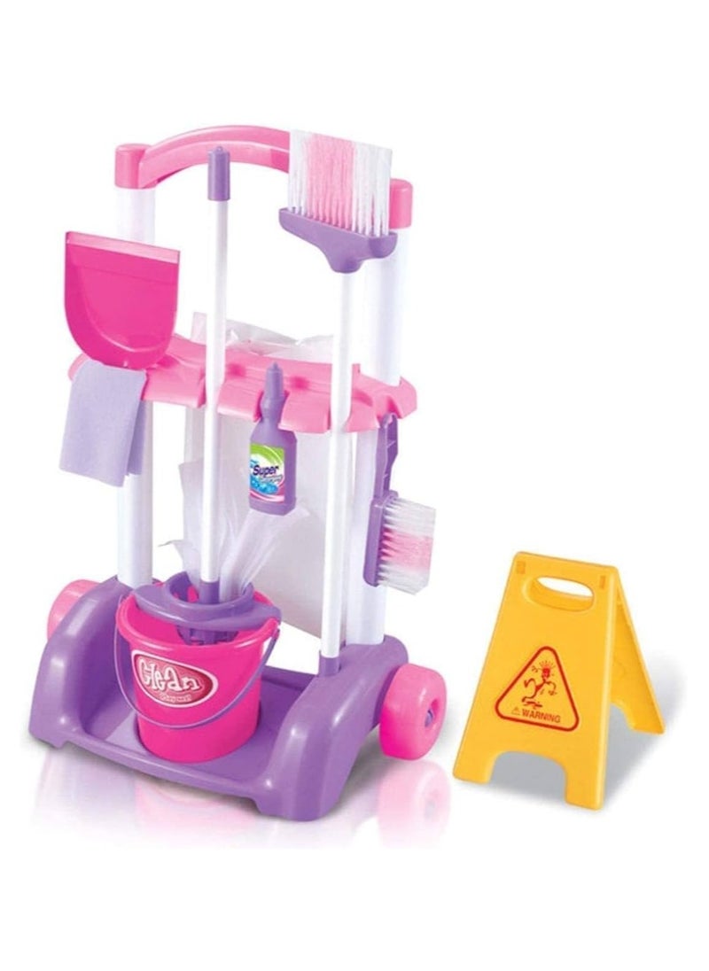 Little Helper Kids’ Pink Cleaning Trolley Play Set 🧽🚿 | 7-in-1 Realistic Role Play Toy with Mop, Brush & Bucket | Perfect Gift for Girls Ages 3+  - Image 2