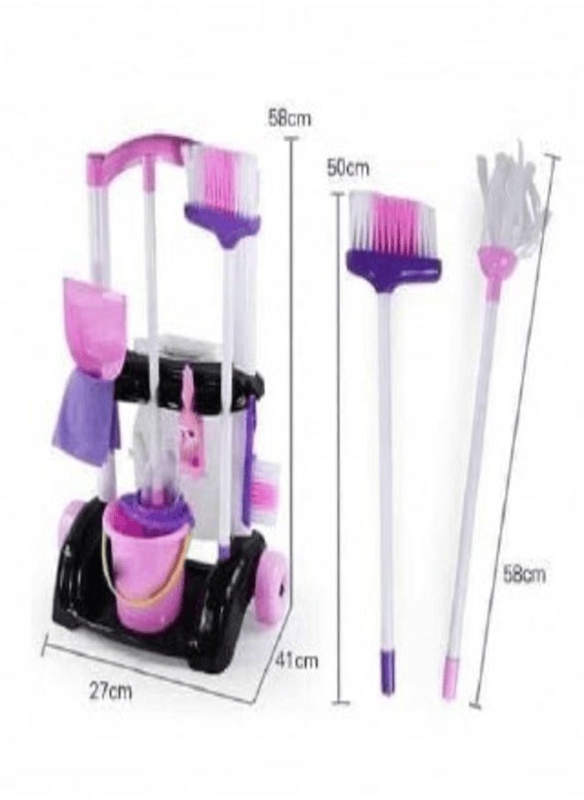 Little Helper Kids’ Pink Cleaning Trolley Play Set 🧽🚿 | 7-in-1 Realistic Role Play Toy with Mop, Brush & Bucket | Perfect Gift for Girls Ages 3+  - Image 5