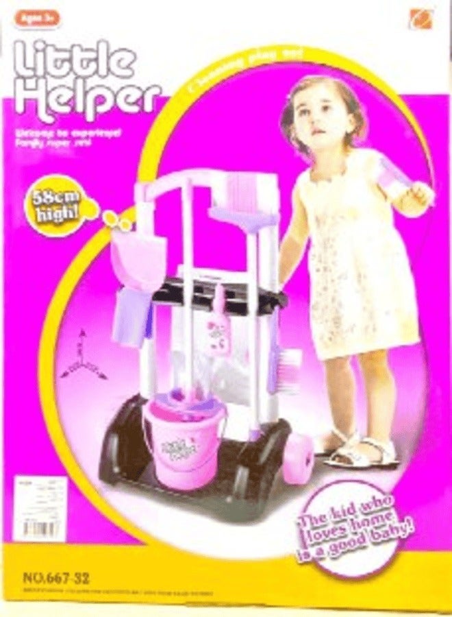 Kids’ Pink Cleaning Trolley Play Set 🧽🚿 | 7-in-1 Realistic Role Play Toy with Mop, Brush & Bucket | Perfect Gift for Girls Ages 3+
