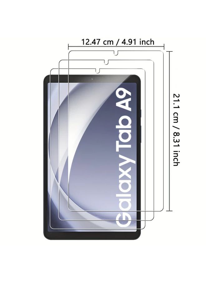 واقي شاشة زجاجي مقسى عالي الوضوح (HD) متوافق مع Galaxy Tab A9 مقاس 8.7 بوصة 2023، بصلابة 9H، عبوة من 3 قطع. - Image 2