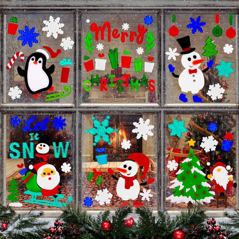 XIMISHOP زينة نافذة جيل عيد الميلاد من XIMISHOP 6 قطع سانتا كلوز رجل الثلج رقاقات الثلج البطريق ملصقات زينة نافذة عيد الميلاد - Image 4