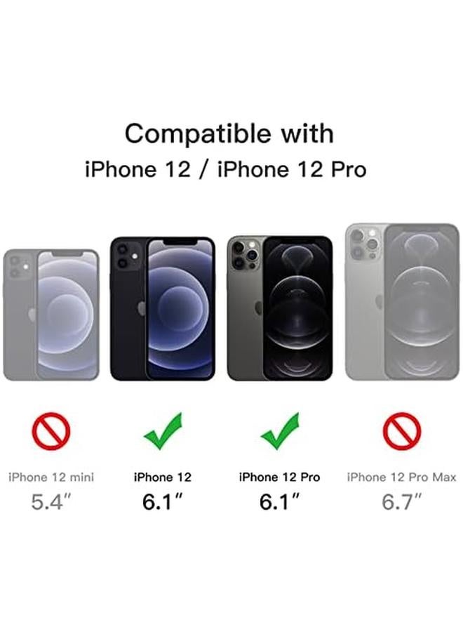 جي تيك جراب مغناطيسي لهاتف Iphone 12 12 Pro مقاس 6.1 بوصة متوافق مع Magsafe، غطاء خلفي شفاف غير لامع رفيع مقاوم للصدمات، أسود - Image 2