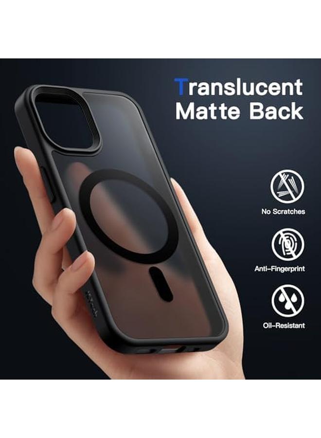 جي تيك جراب مغناطيسي لهاتف Iphone 12 12 Pro مقاس 6.1 بوصة متوافق مع Magsafe، غطاء خلفي شفاف غير لامع رفيع مقاوم للصدمات، أسود - Image 3