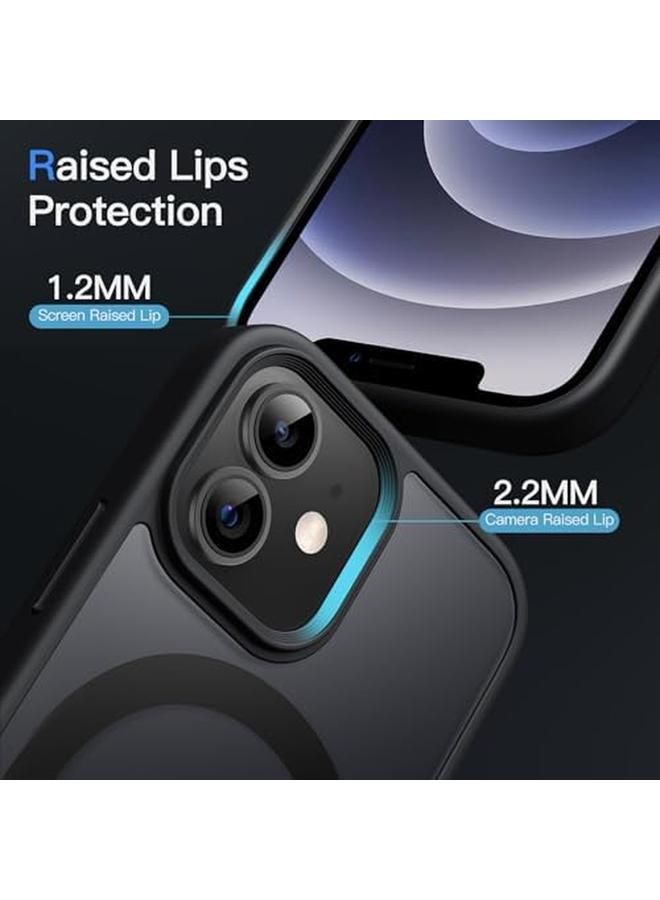 جي تيك جراب مغناطيسي لهاتف Iphone 12 12 Pro مقاس 6.1 بوصة متوافق مع Magsafe، غطاء خلفي شفاف غير لامع رفيع مقاوم للصدمات، أسود - Image 5