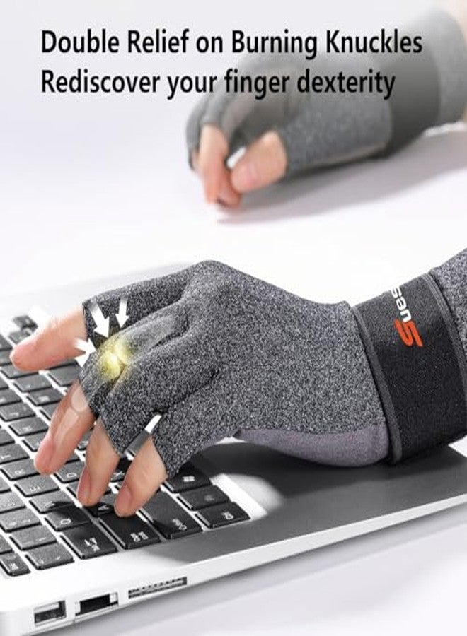 SueStar Arthritis Gloves with Removable Wrist Strap, Strengthen Compression Gloves for Arthritis, Carpal Tunnel Pain Relief, Rheumatoid, Tendonitis, Fingerless Computer for Women(M) - Image 4