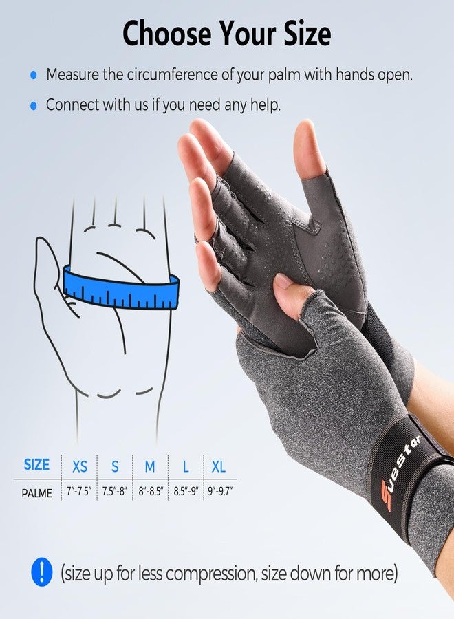 SueStar Arthritis Gloves with Removable Wrist Strap, Strengthen Compression Gloves for Arthritis, Carpal Tunnel Pain Relief, Rheumatoid, Tendonitis, Fingerless Computer for Women(M) - Image 5