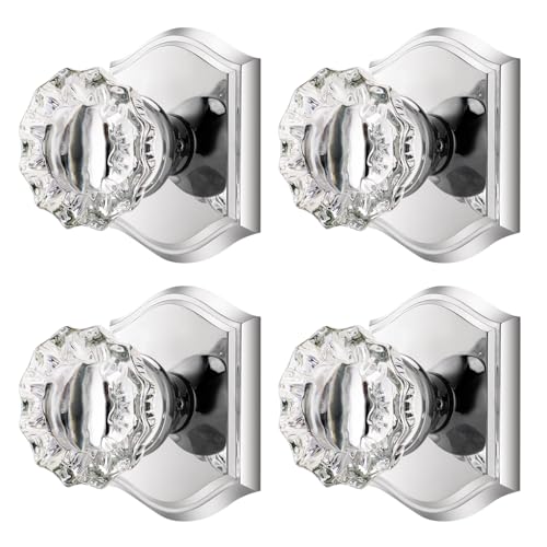 CLCTK Dummy Glass Crystal Door Knobs Polished Chrome Single Side Dummy Door Handles for Bifold Hall Closet 4 Pack - Image 1