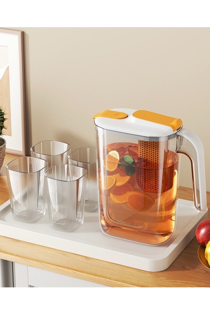 Refrigerator Door Slim Water Pitcher  HeatCold Resistant, Detachable Filter, V-Spout Design, Leakproof for Iced Tea & Infused Water - Image 1