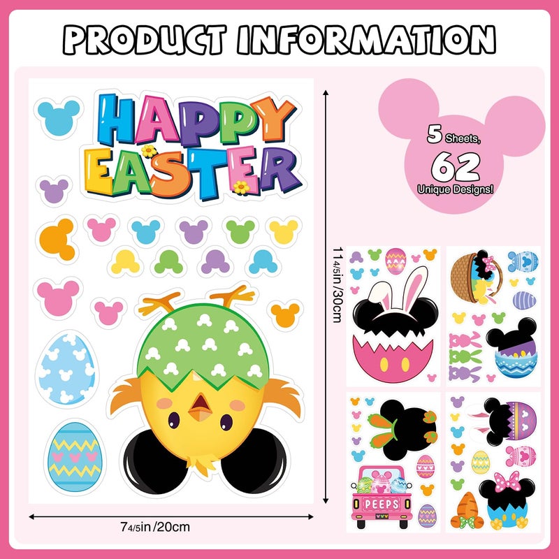 pekeng Easter Window Clings 5 Sheets, Easter Window Decorations Stickers Decals Cute Themed Easter Window Clings for Glass Windows, Indoor Office Classroom Home Decor - Image 2