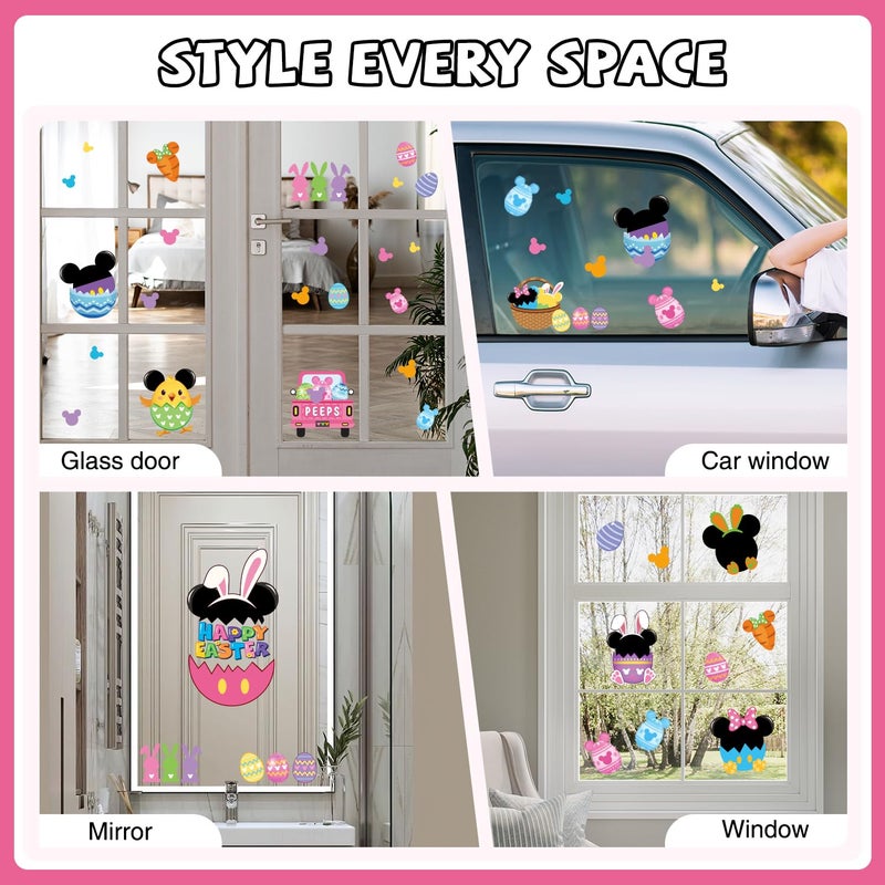 pekeng Easter Window Clings 5 Sheets, Easter Window Decorations Stickers Decals Cute Themed Easter Window Clings for Glass Windows, Indoor Office Classroom Home Decor - Image 5