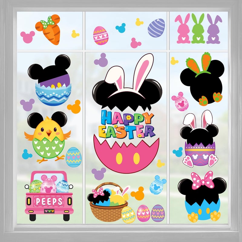 pekeng Easter Window Clings 5 Sheets, Easter Window Decorations Stickers Decals Cute Themed Easter Window Clings for Glass Windows, Indoor Office Classroom Home Decor - Image 1