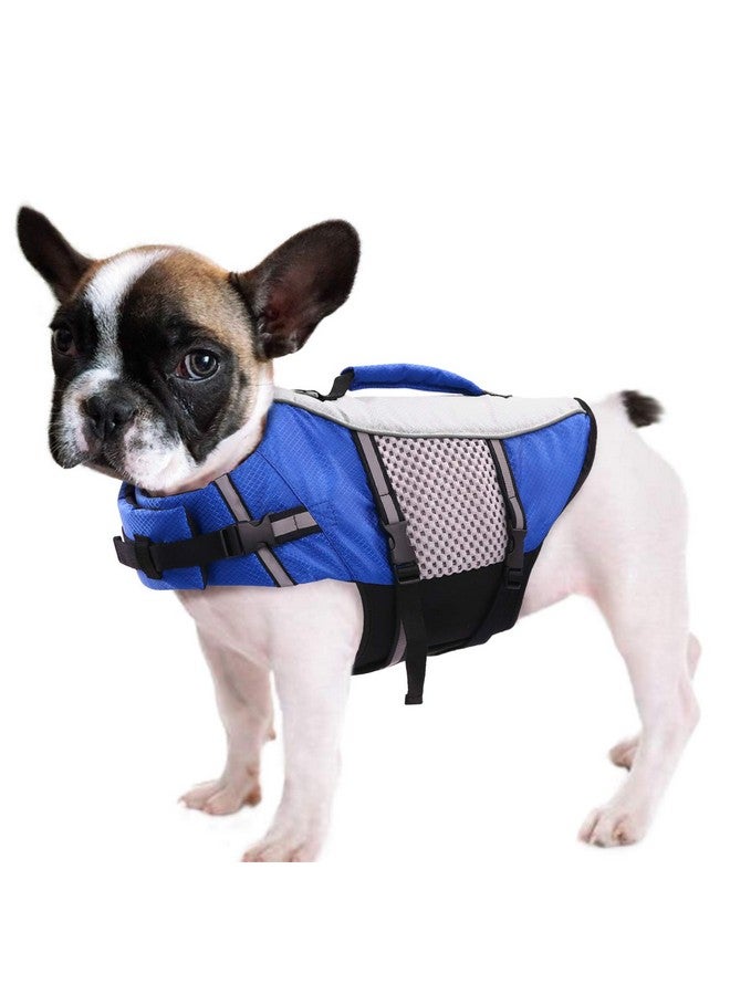 Queenmore Dog Life Jacket Swimming Vest Lightweight High Reflective Pet Lifesaver with Lift Handle, Leash Ring Blue,M - Image 1