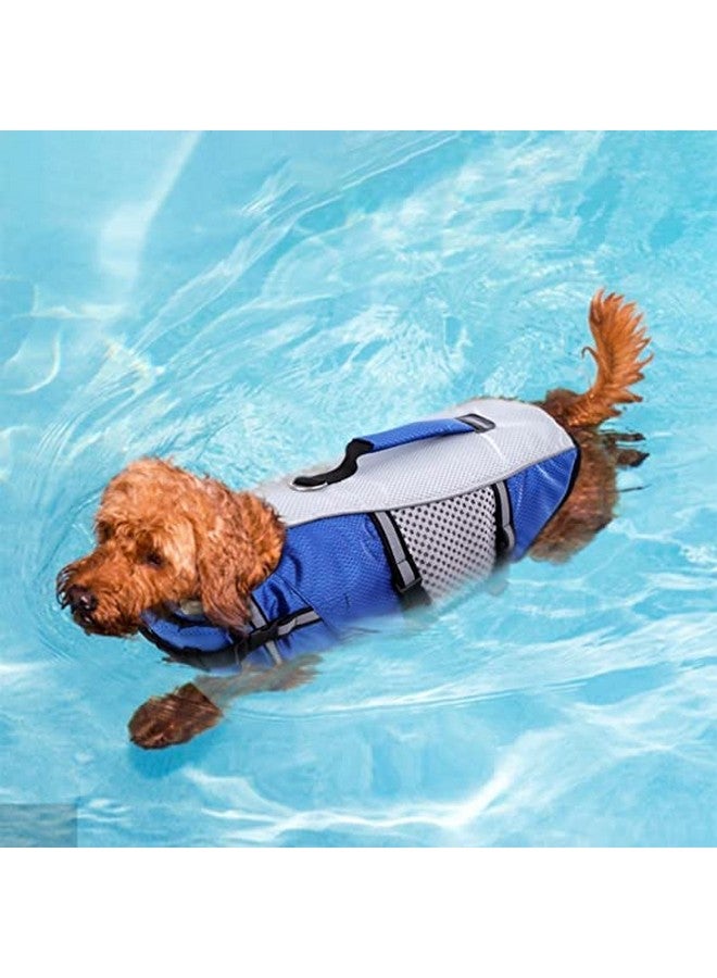 Queenmore Dog Life Jacket Swimming Vest Lightweight High Reflective Pet Lifesaver with Lift Handle, Leash Ring Blue,M - Image 5