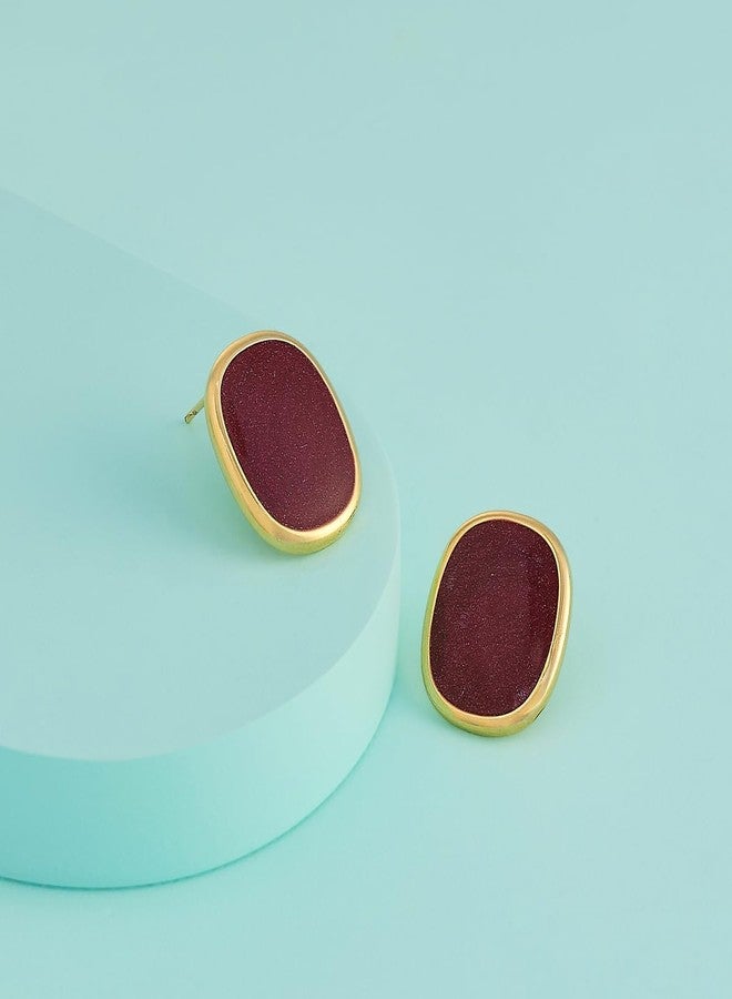 Kushal's Fashion Jewellery Ruby Gold Polished Copper Trendy Earrings, Best for Casual Wear & Special Occasion - 455958 - Image 3
