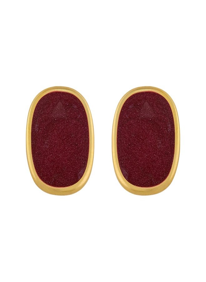 Kushal's Fashion Jewellery Ruby Gold Polished Copper Trendy Earrings, Best for Casual Wear & Special Occasion - 455958 - Image 2