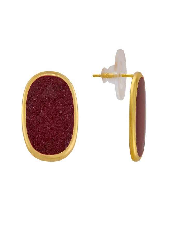 Kushal's Fashion Jewellery Ruby Gold Polished Copper Trendy Earrings, Best for Casual Wear & Special Occasion - 455958 - Image 4