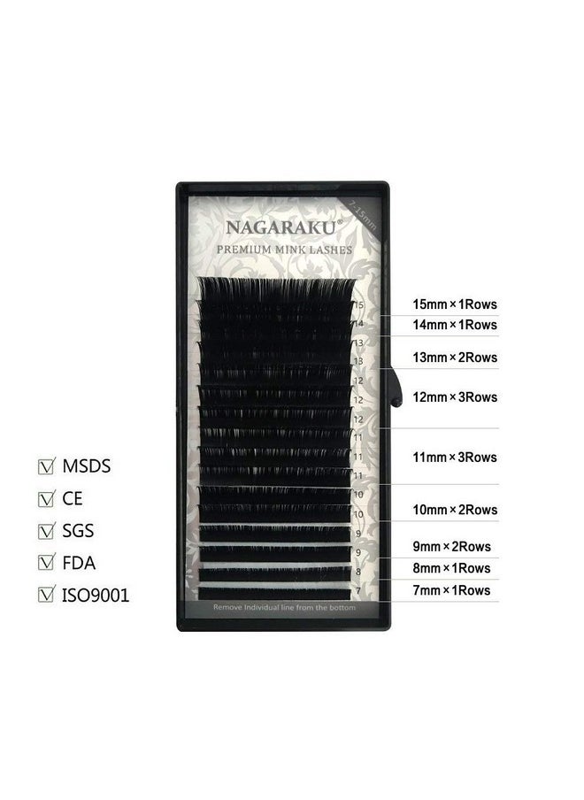 NAGARAKU Eyelash Extensions Individual Lashes 0.20 Thickness Curl-C 7-15Mm Mix Synthetics Classic 16 Rows Matte Black Soft Natural (0.20 Thickness, C Curl)  - Image 3