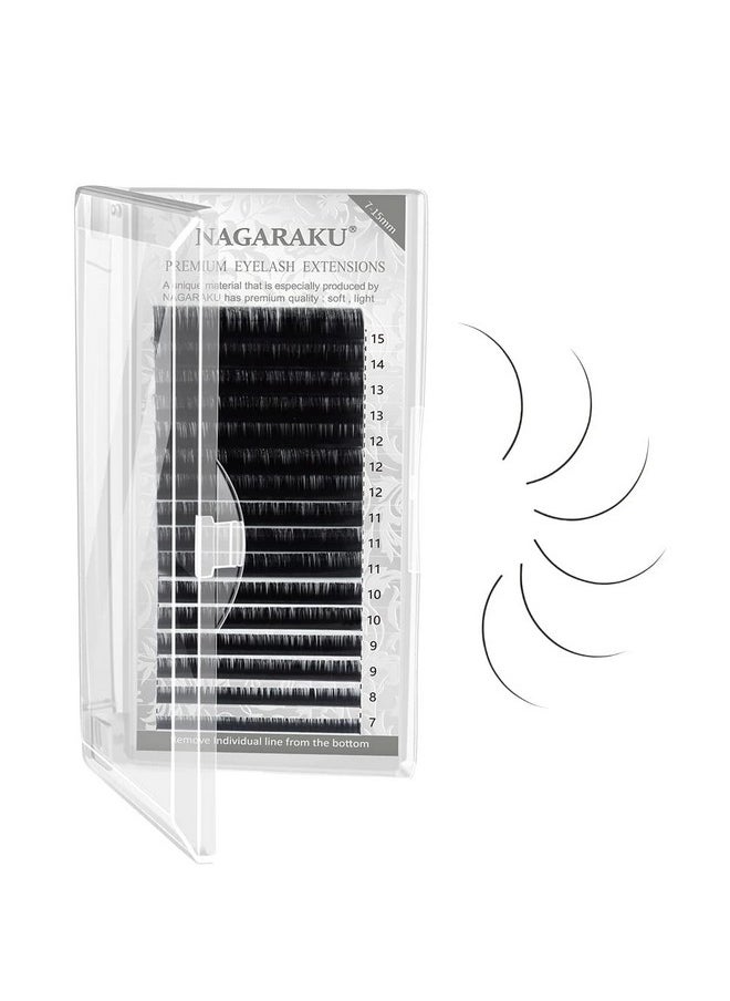 NAGARAKU Eyelash Extensions Individual Lashes 0.20 Thickness Curl-C 7-15Mm Mix Synthetics Classic 16 Rows Matte Black Soft Natural (0.20 Thickness, C Curl)  - Image 1