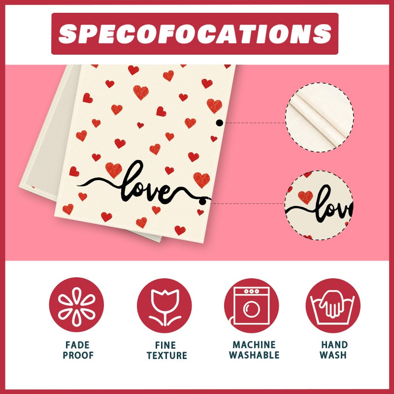 XCHI Red Little Love Hearts Valentine's Day Table Runner Table Decoration for Party Home Kitchen Dining Holiday Decor 13x72 Inch - Image 5