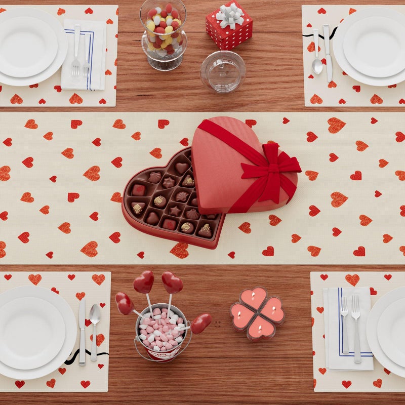 XCHI Red Little Love Hearts Valentine's Day Table Runner Table Decoration for Party Home Kitchen Dining Holiday Decor 13x72 Inch - Image 4
