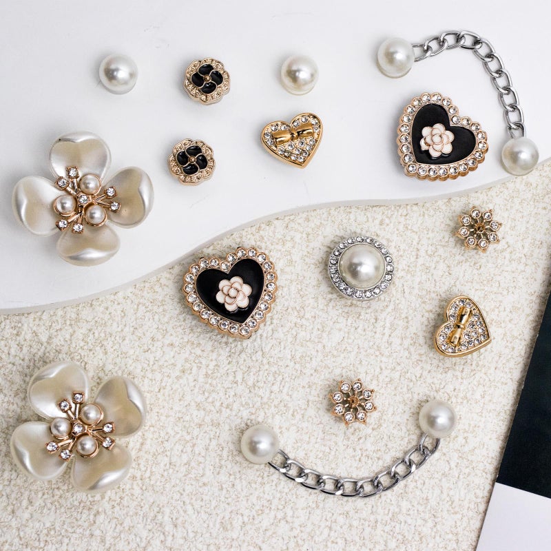 WYVAS 20 Pcs Bling Shoe Charms for Women, Plastic Flower Pearl Chain Shoes Accessories, Cute Butterfly Shoe Charms, DIY Sandals Clog Shoe Decoration Charms for Women Birthday Party Favors - Image 5