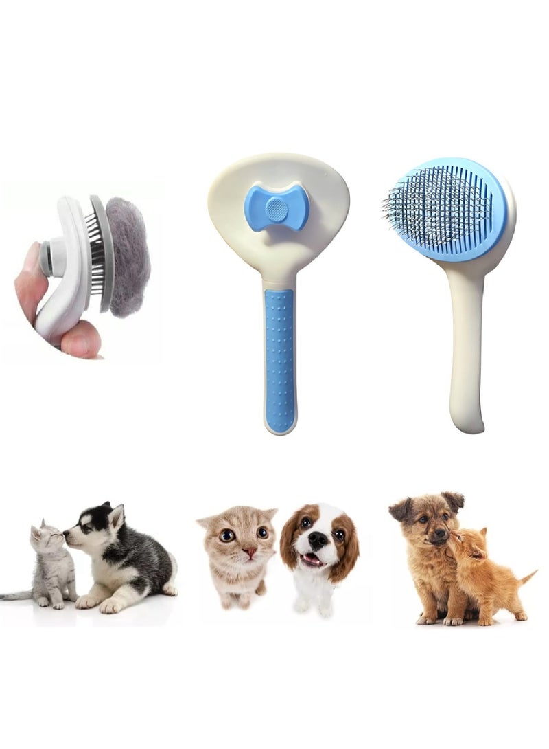 Generic Depets Self Cleaning Slicker Brush, Dog & Cat Grooming Shedding Brush - Easy to Remove Loose Undercoat, Pet Massaging Tool Suitable for Pets with Long or Short Hair (Blue) - Image 1