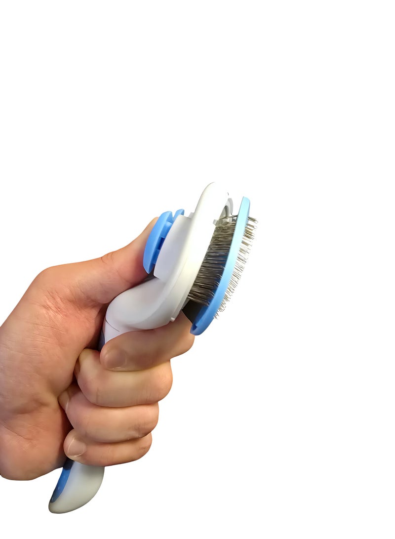 Generic Depets Self Cleaning Slicker Brush, Dog & Cat Grooming Shedding Brush - Easy to Remove Loose Undercoat, Pet Massaging Tool Suitable for Pets with Long or Short Hair (Blue) - Image 2