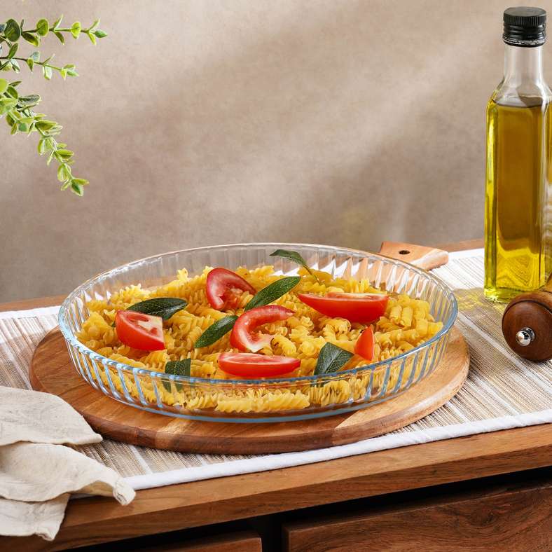 Pan Home Esme Round Glass Flan Dish Dia30.8x3.7cm -Clear