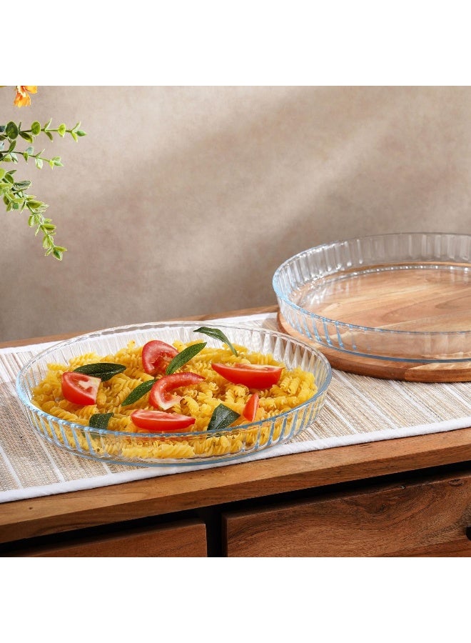 Pan Home طبق فطيرة زجاجي دائري إسمى - شفاف - Image 4