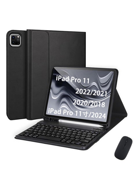 For IPad Tablet PC Pro110.9 Inch Protective Case Detachable Bluetooth Keyboard Leather Case Built-in Pen Slot-Color:Tianyun Blue Leather Case + Tianyun Blue Square Cap Bluetooth Keyboard + Mouse-Applicable Models:Ipad Pro 11inch (2022/2021/2020/2018)