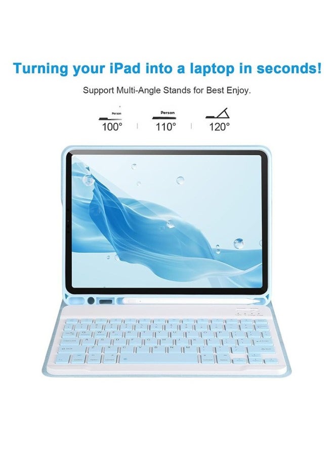 Generic For IPad Tablet PC Pro110.9 Inch Protective Case Detachable Bluetooth Keyboard Leather Case Built-in Pen Slot-Color:Tianyun Blue Leather Case + Tianyun Blue Square Cap Bluetooth Keyboard + Mouse-Applicable Models:Ipad Pro 11inch (2022/2021/2020/2018)  - Image 4