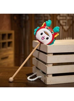 Lucky Dragon Year Plush Toy Doll Zodiac Series Company Event Gift Stock Available Soft PP Cotton Filled Animal Figurine-Color:Fulongwa Round Eye Knock Back Stick-Height:30cm