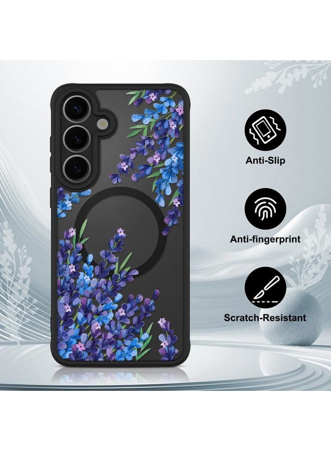 OOK Case for Samsung Galaxy S25 Plus 6.7 Inch (Wireless Charging Compatible) Purple Floral Flowers Lavender Translucent Phone Cover Soft TPU + Hard PC Anti-Scratch Shockproof Magnetic Case for Women - Image 5