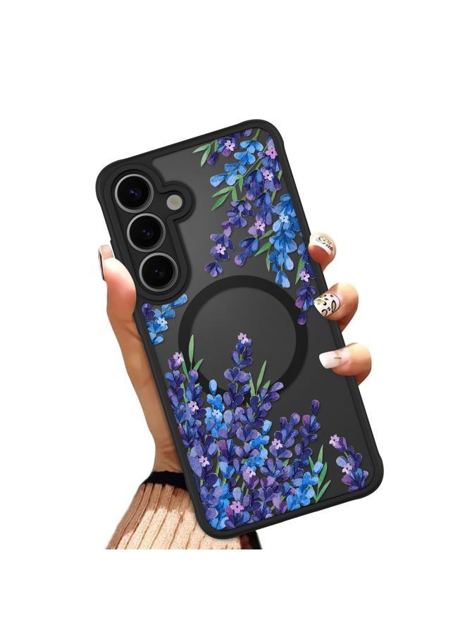 OOK Case for Samsung Galaxy S25 Plus 6.7 Inch (Wireless Charging Compatible) Purple Floral Flowers Lavender Translucent Phone Cover Soft TPU + Hard PC Anti-Scratch Shockproof Magnetic Case for Women - Image 1