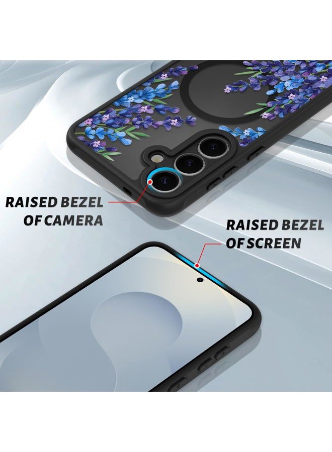 OOK Case for Samsung Galaxy S25 Plus 6.7 Inch (Wireless Charging Compatible) Purple Floral Flowers Lavender Translucent Phone Cover Soft TPU + Hard PC Anti-Scratch Shockproof Magnetic Case for Women - Image 3