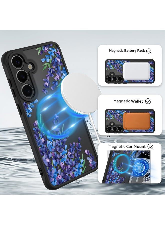 OOK Case for Samsung Galaxy S25 Plus 6.7 Inch (Wireless Charging Compatible) Purple Floral Flowers Lavender Translucent Phone Cover Soft TPU + Hard PC Anti-Scratch Shockproof Magnetic Case for Women - Image 2
