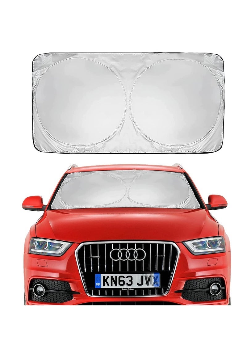ECVV Car Windshield Sunshade with Storage Pouch | Car Sun shade in Multiple Sizes | Foldable 240T Material for Sun heat and UV rays protection | Car interior accessories 64x34 Inch (Large) - Image 2