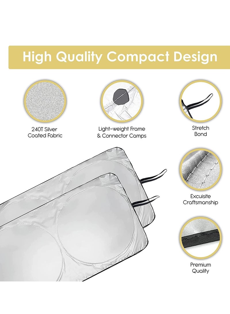 ECVV Car Windshield Sunshade with Storage Pouch | Car Sun shade in Multiple Sizes | Foldable 240T Material for Sun heat and UV rays protection | Car interior accessories 64x34 Inch (Large) - Image 3