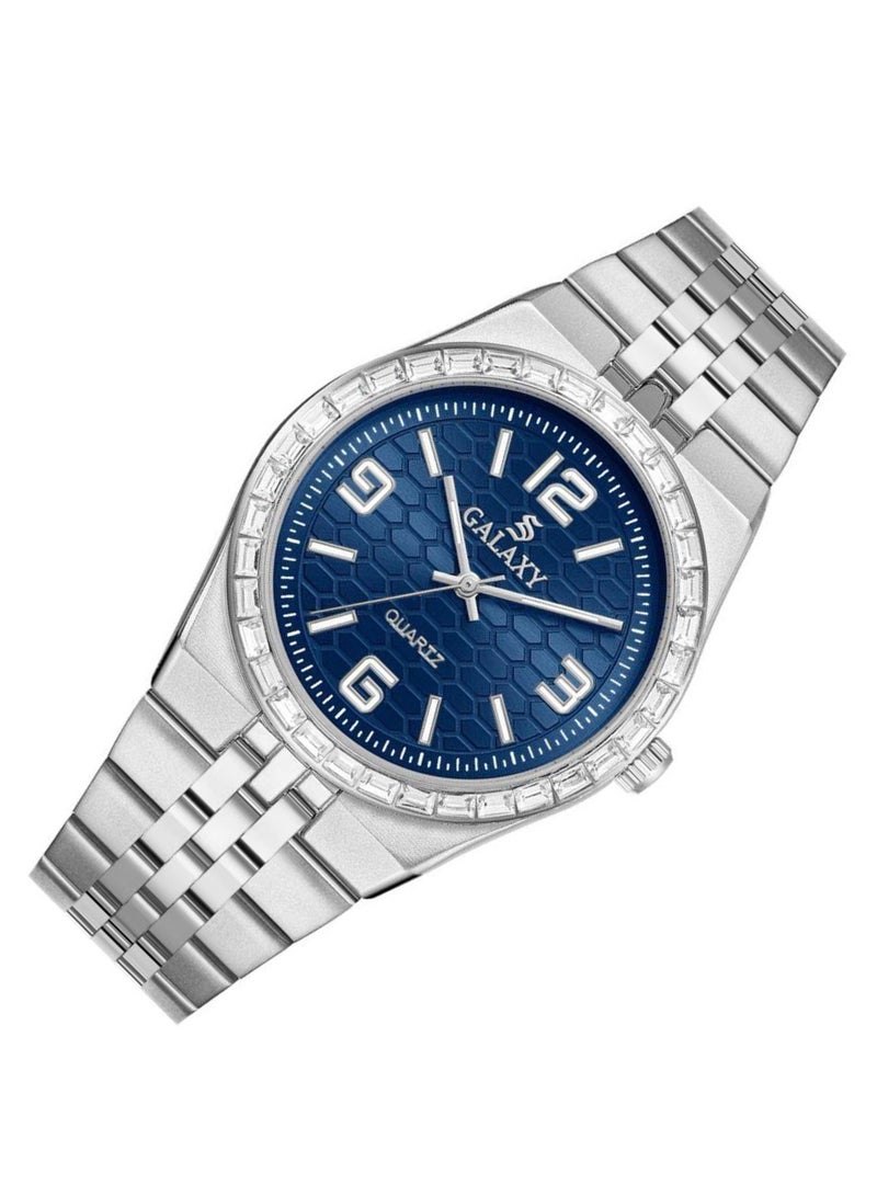 جالاكسي ساعة جالكسي GS-2398 للجنسين، ساعة معصم تناظرية، هيكل من الفولاذ المقاوم للصدأ، تصميم كلاسيكي أنيق، ساعة للارتداء اليومي - Image 2