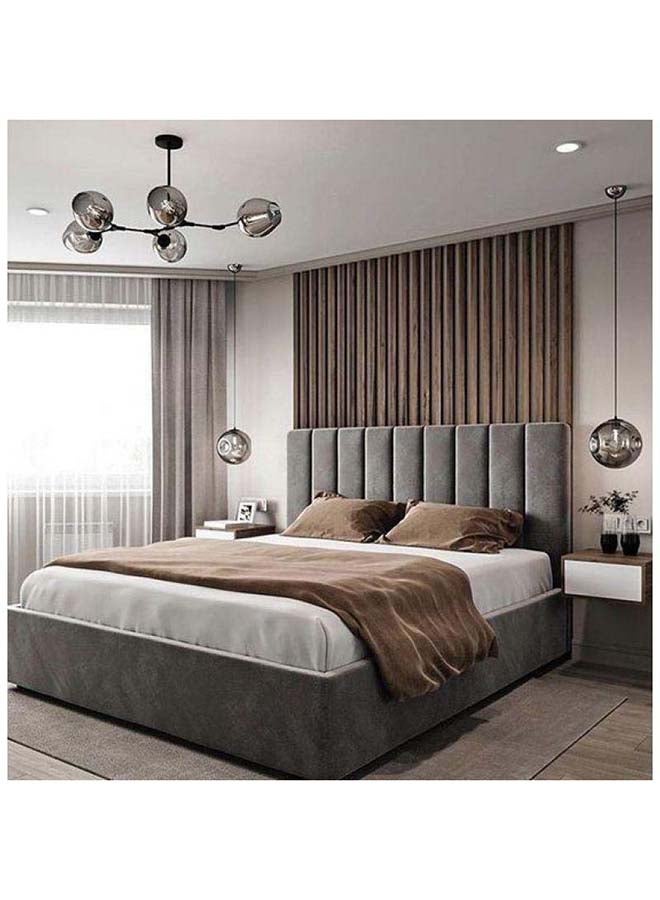 Al Home Super King Bed in Grey Velvet with Swedish Wood Frame By Alhome - 110112405
