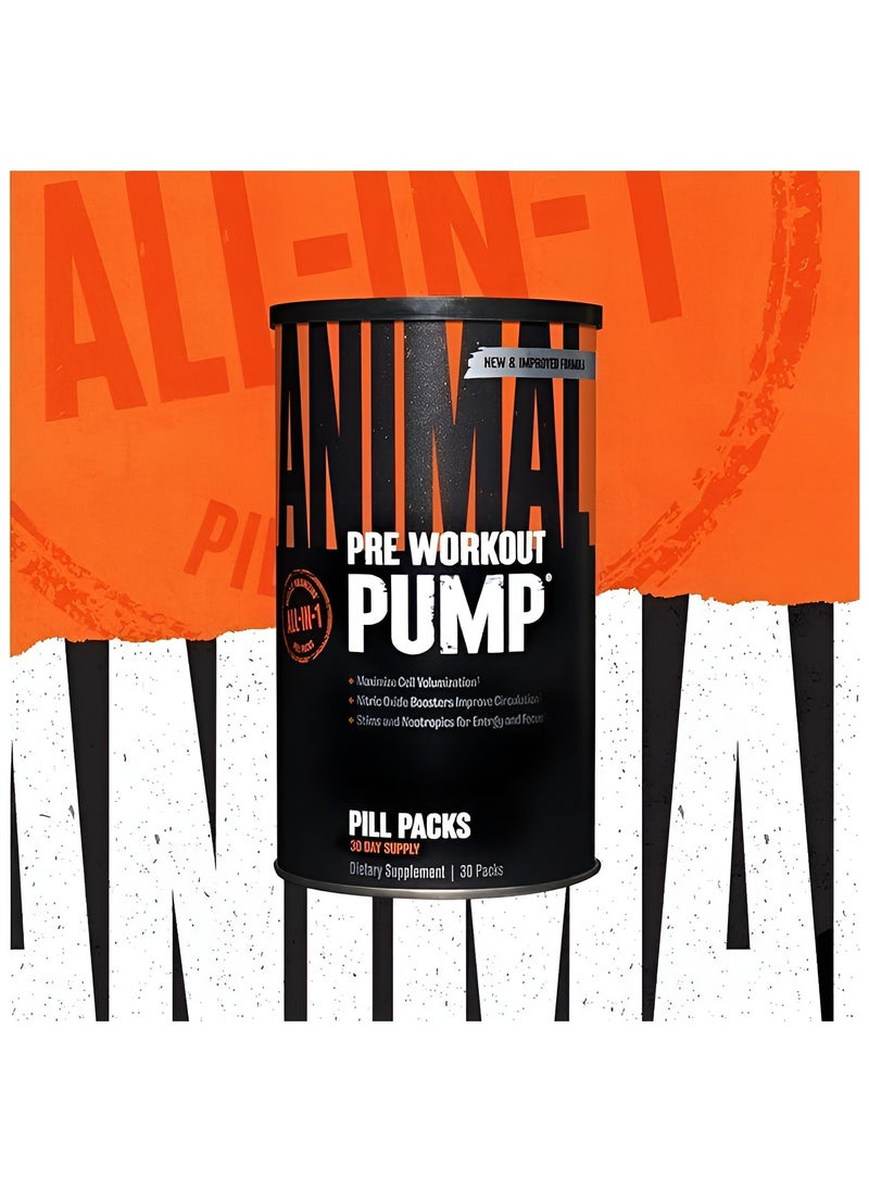 UNIVERSAL NUTRITION - Universal, Animal Pump, Pre Workout, Muscle Volumizing, 30 Packs, 30 Servings - Image 1