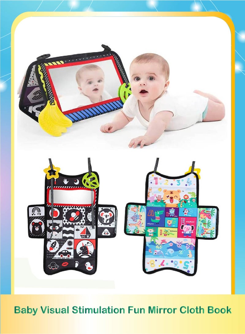 Baby Sensory Book & Tissue Box Toy 2-in-1 | Crinkle Paper, Mirror & Textures for Tactile, Audio-Visual Infant Development | Hanging Car Seat & Stroller Activity Toy - Image 1