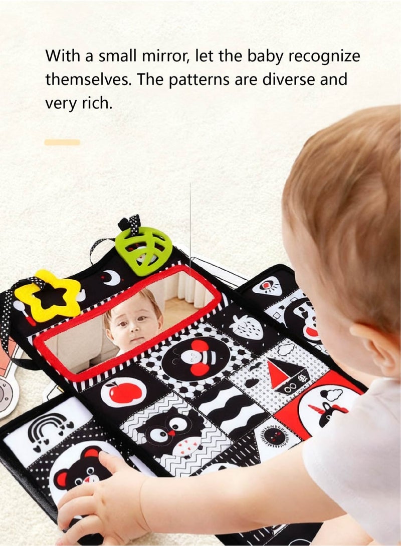 Baby Sensory Book & Tissue Box Toy 2-in-1 | Crinkle Paper, Mirror & Textures for Tactile, Audio-Visual Infant Development | Hanging Car Seat & Stroller Activity Toy - Image 5