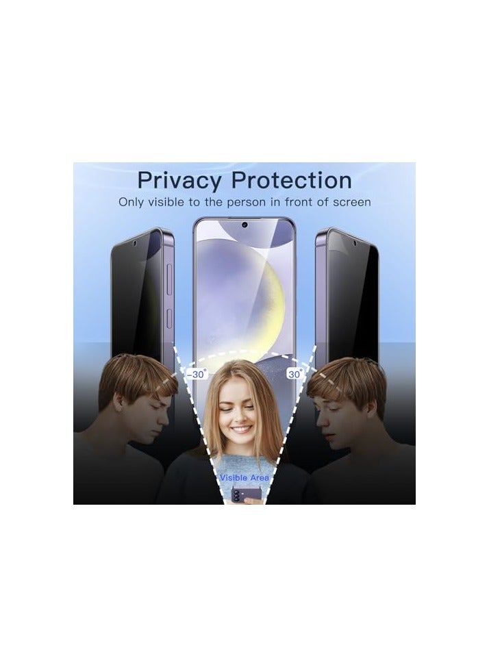 جي تيك واقي شاشة للخصوصية من JETech لهاتف Samsung Galaxy S24+ / S24 Plus 5G مقاس 6.7 بوصة مع واقي عدسة الكاميرا، فيلم زجاجي مقوى مضاد للتجسس، متوافق مع معرف بصمة الإصبع، عبوتان لكل منهما - Image 3